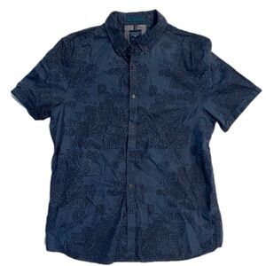 STEEL & JELLY Men's Blue Patterned Short Sleeve Shirt Size Large